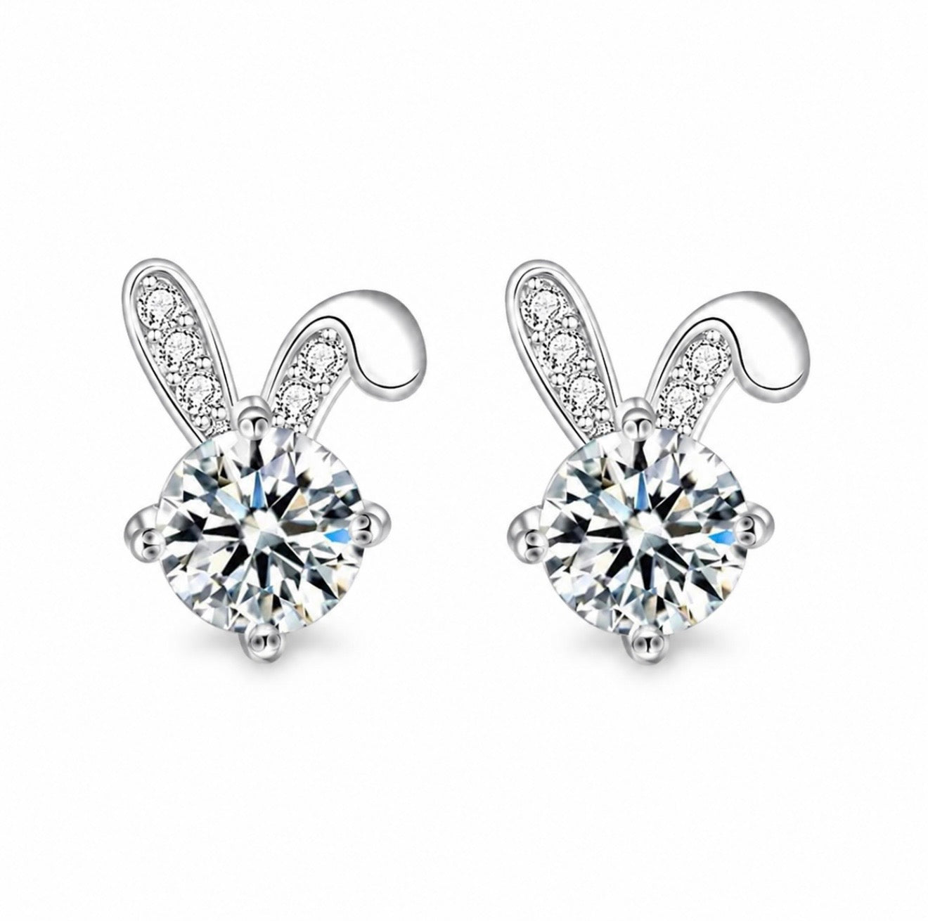 GELATI’S “SNOWBUNNY” VVS1 MOISSANITE DIAMOND EARRINGS IN 925 SILVER