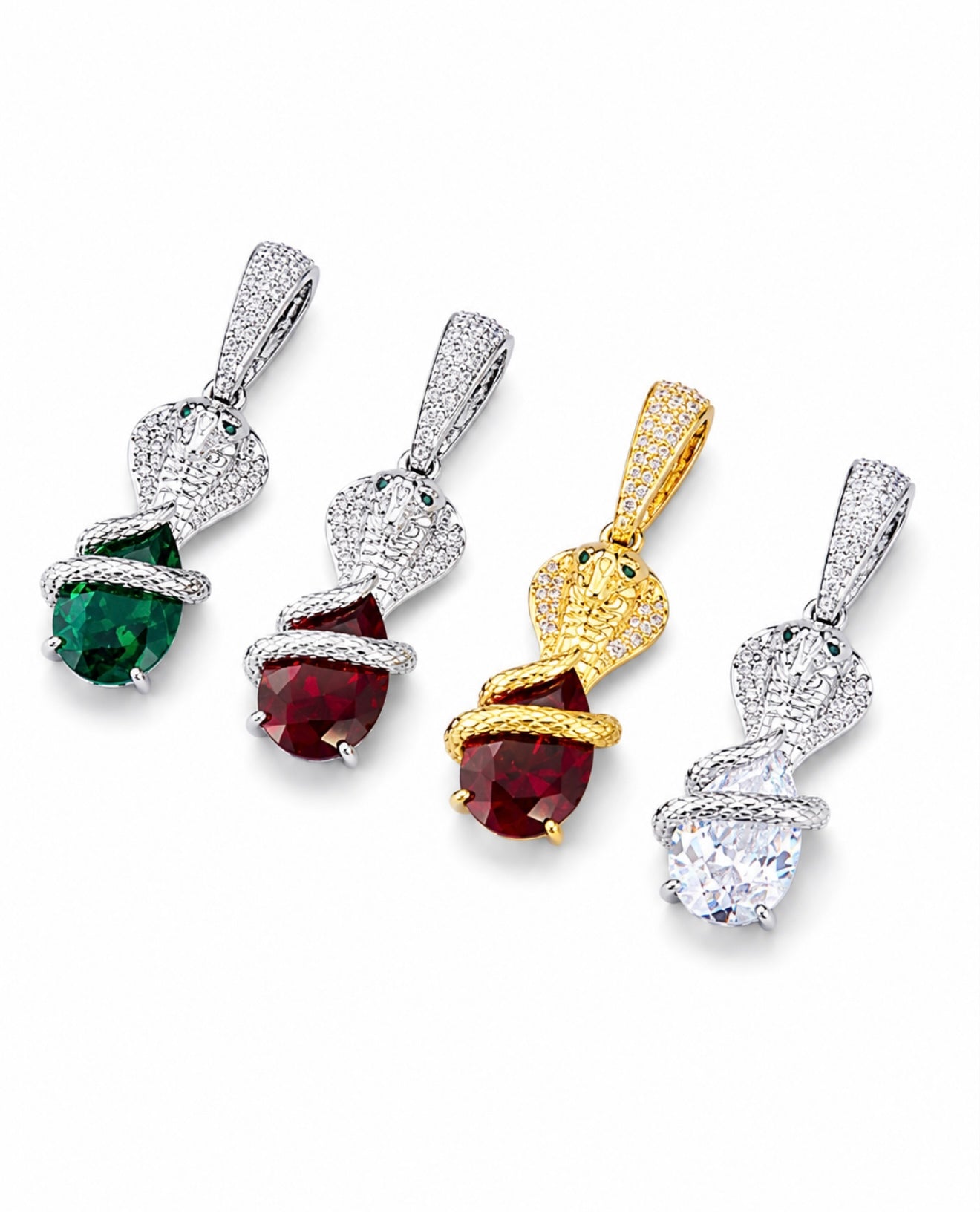 GELATI’S COBRA VVS1 DIAMOND PENDANT NECKLACE IN SOLID 925 STERLING SILVER & 18K VERMEIL GOLD