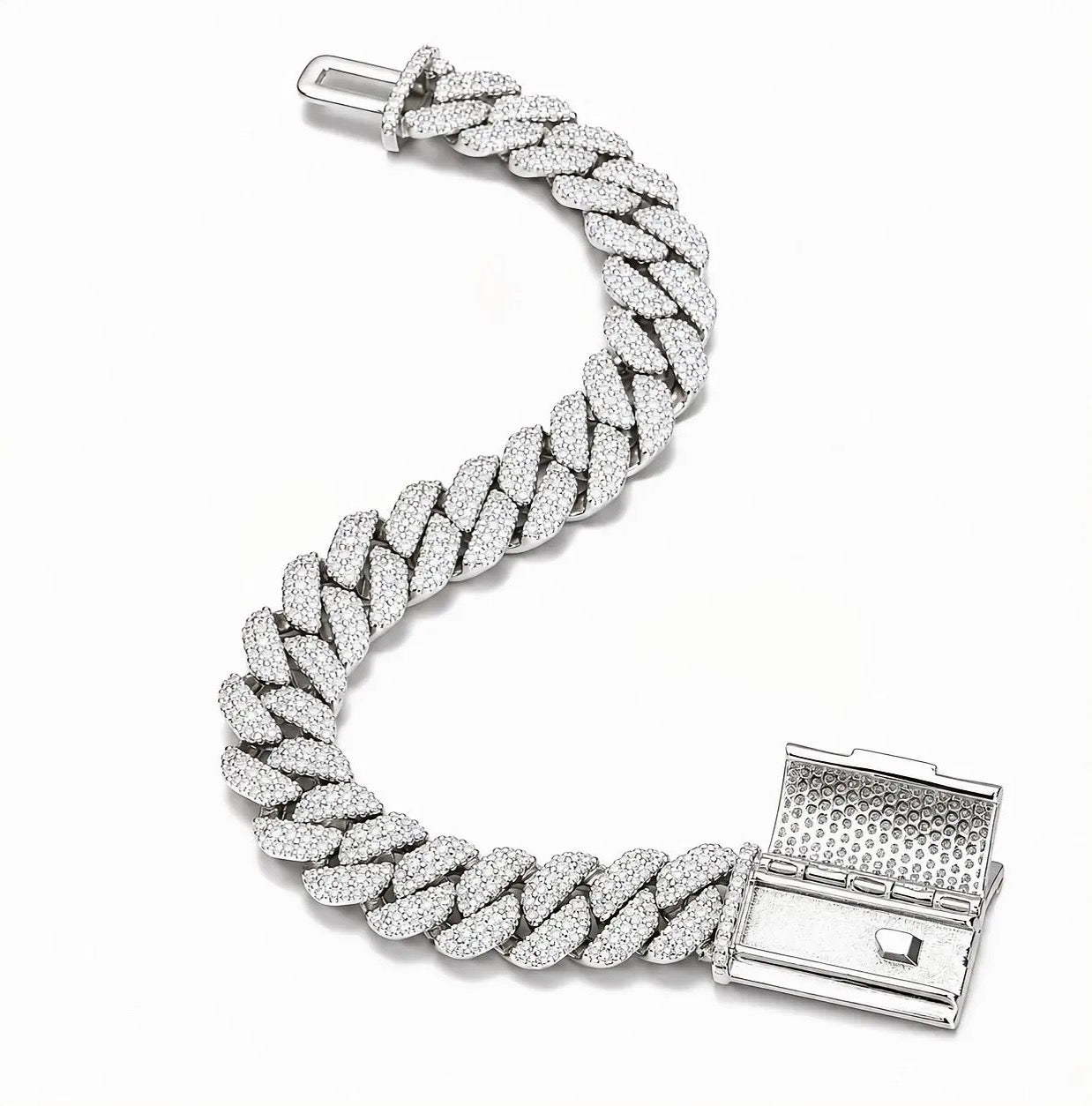 MIAMI LINK TRI-ROW MOSAIC SETTING DIAMOND BRACELET| FL-IF | FLAWLESS LAB MOISSANITE |8.5 CT | 18K VERMEIL