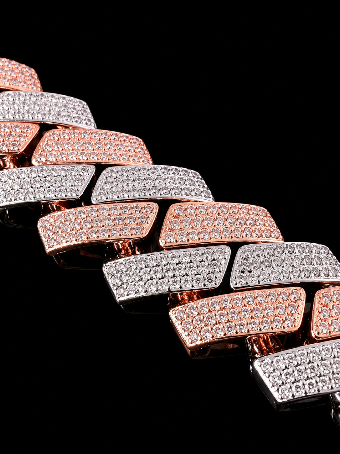 Colossus Two Tone Cuban Necklace – Carbon Diamonds, Titanium & 18K Vermeil (20MM)