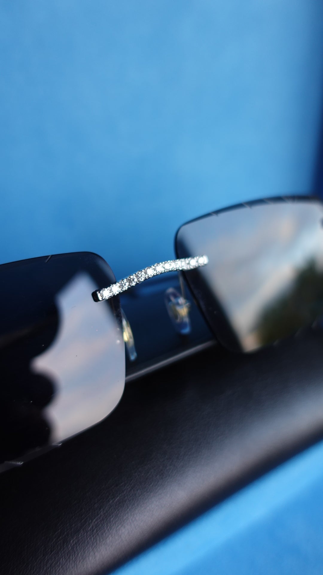 Gelati's Limited FL-Flawless D-Color Moissanite Diamond Rimless Eyewear in 925 Sterling Silver & 18k Vermeil Gold Inserts