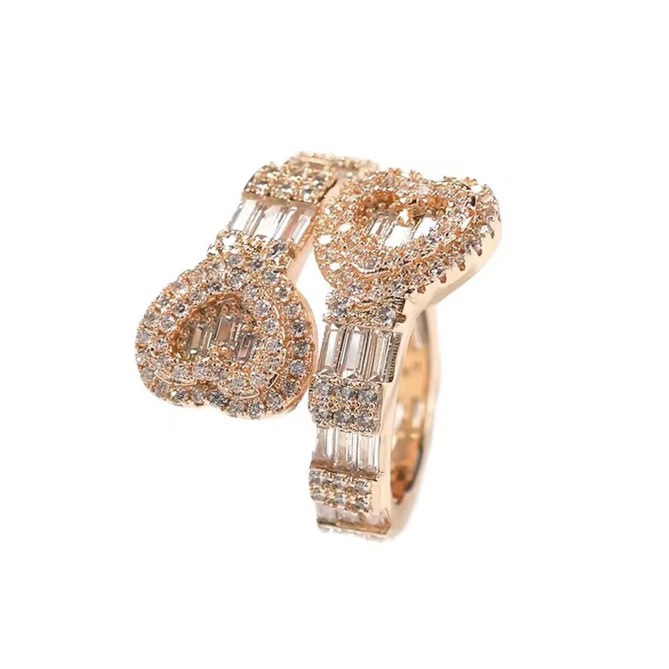 GELATI AMORE HEART BAGUETTE CB DIAMOND RESIZABLE RING |TITANIUM & 18K VERMEIL