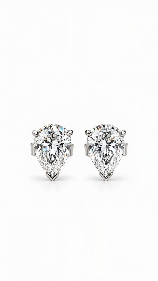 Gelati Bespoke ANGELIC PEAR CUT DIAMOND EARRINGS 
FL-IF | Flawless Lab Moissanite D-Color 3EX Cut | 925 Sterling Silver | 18K Vermeil Gold