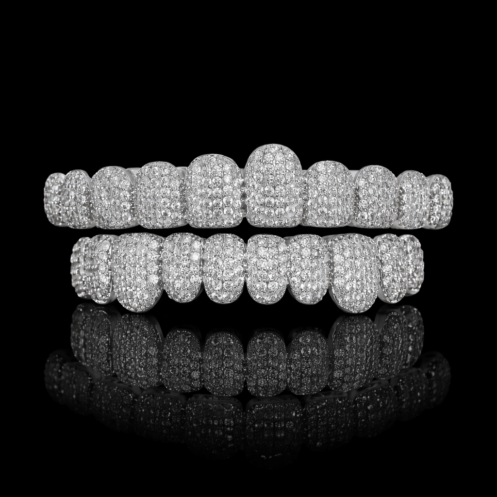 HoneyComb Invisible Cut Grillz – Titanium, Carbon Diamonds & 18K Vermeil
