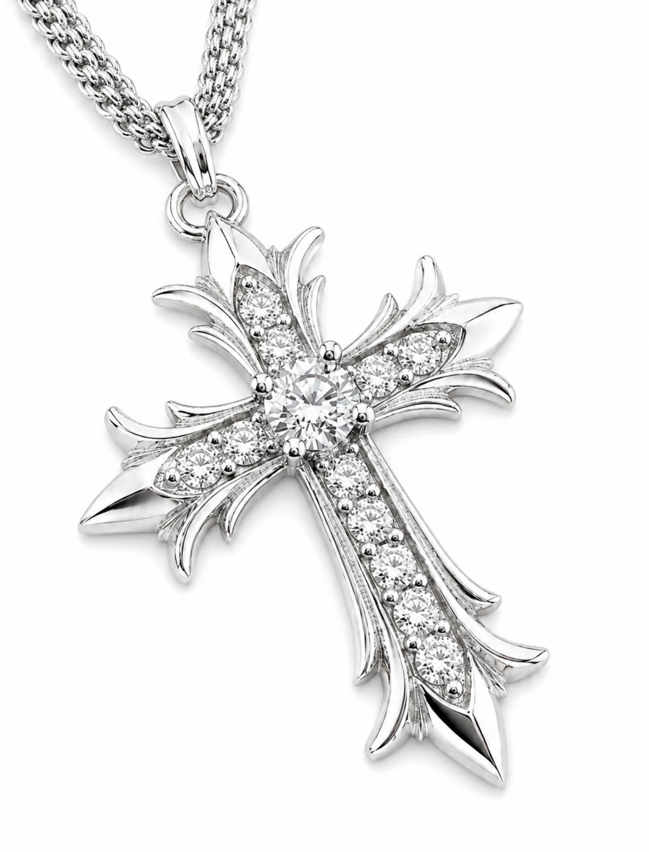 CHROME DIAMOND CROSS™ – FL–IF MOISSANITE, 925 SILVER | 18K VERMEIL PENDANT
