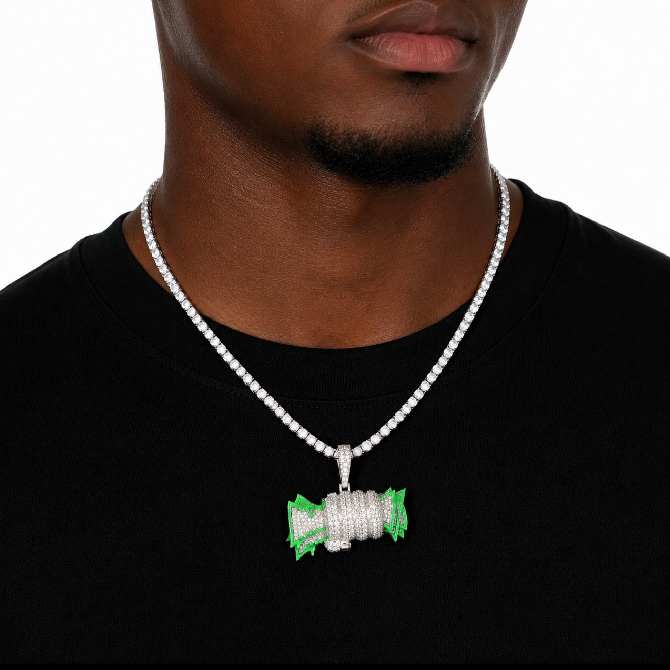 GELATI’S EXCLUSIVE “GRAB THAT STACK” VVS1 & GLOW IN THE DARK ENAMEL IN 925 STERLING SILVER & 18K VERMEIL GOLD