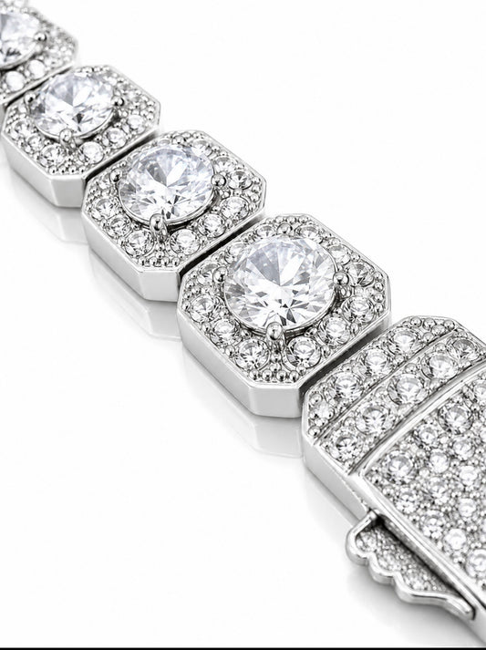 CLUSTER HALO TENNIS BRACELET – CB DIAMONDS, TITANIUM & 18K VERMEIL GOLD