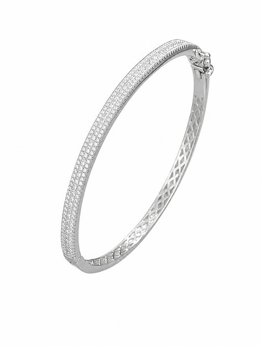 GELATI’S VVS1 MOISSANITE DIAMOND BANGLE TWO TONE MICRO PAVE IN 925 STERLING SILVER & 18K VERMEIL GOLD