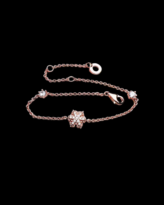 Gelati's 1,5 Ct Snowflake VVS1 Diamond Bracelet In 925 Sterling Silver & 18k Vermeil Gold Inserts