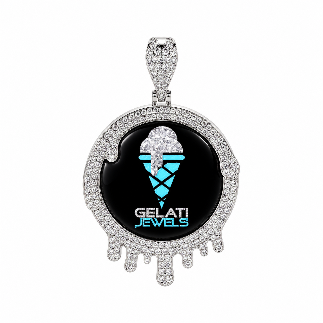 GELATI Liquid Ice Memorial Diamond Photo Pendant | FL-IF Lab Moissanite |925 Sterling Silver | 18K Vermeil Gold