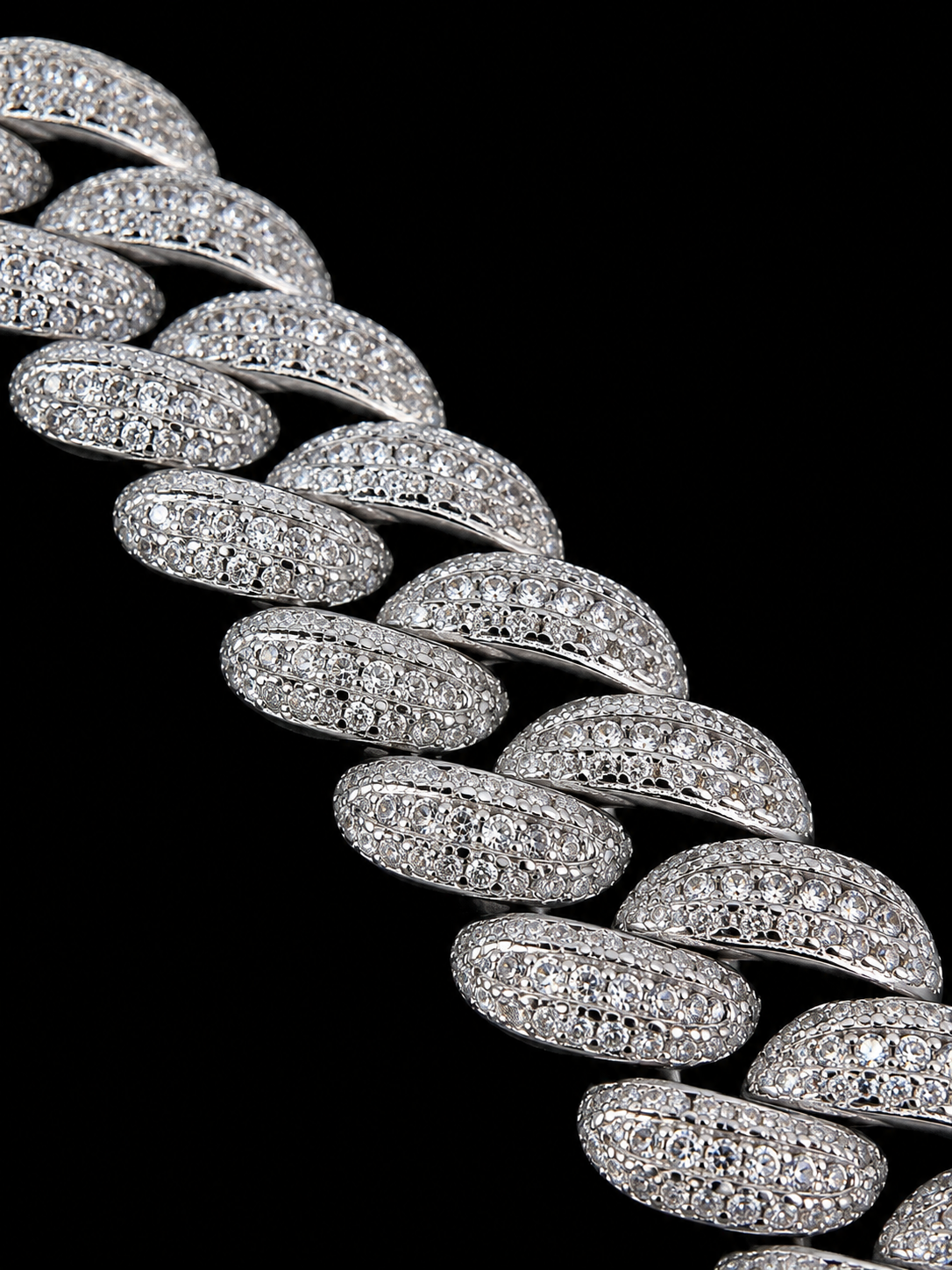 17MM Moon Link Cuban Bracelet -Tri Row Raised Pointers™ — FL-IF Certified Lab Moissanite | 925 Silver + 18K Vermeil Gold (Copy)