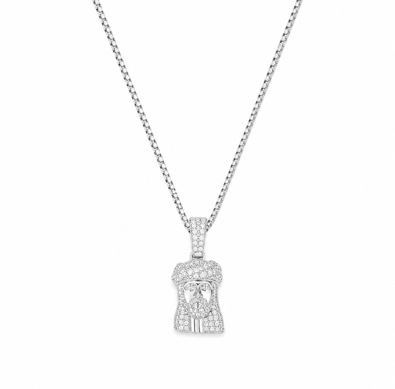 GELATI CLASSIC 925 SILVER JESUS PIECE |DVVS1 MOISSANITE DIAMOND PENDANT NECKLACE