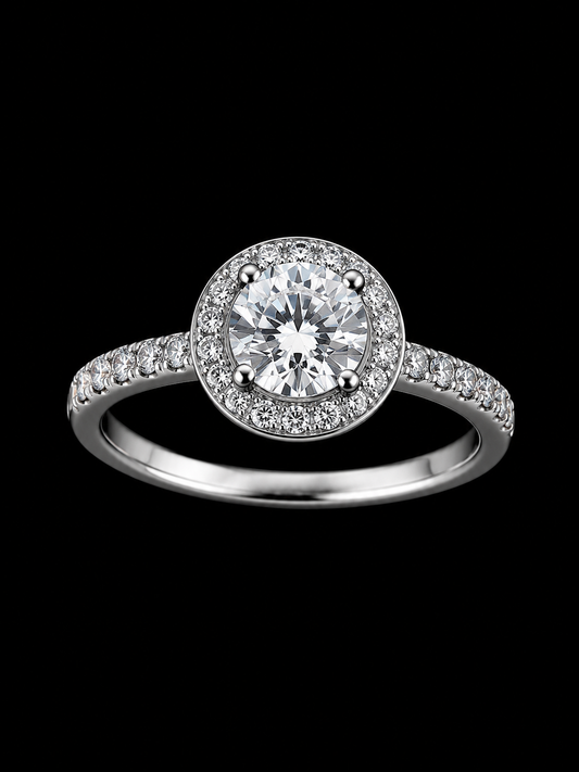 Halo Orbit Princess Ring – 3EX DVVS1 Moissanite, 925 Silver & 18K Vermeil