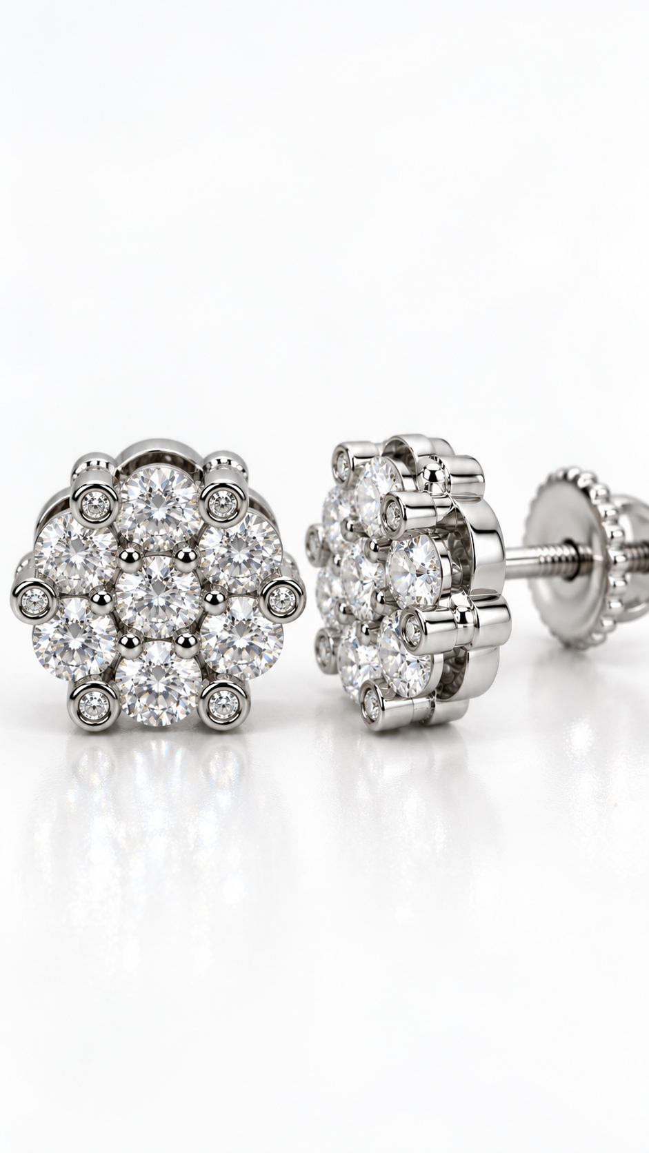 GELATI | CLUSTER SETTING DIAMOND EARRINGS | FL-IF FLAWLESS MOISSANITE | 925 STERLING SILVER | 18K GOLD