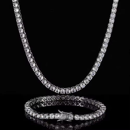 Gelati's Solid Titanium Steel & 18k Vermeil Gold Inserts  "Nocturno "  3MM Emerald Cut Tennis Necklace