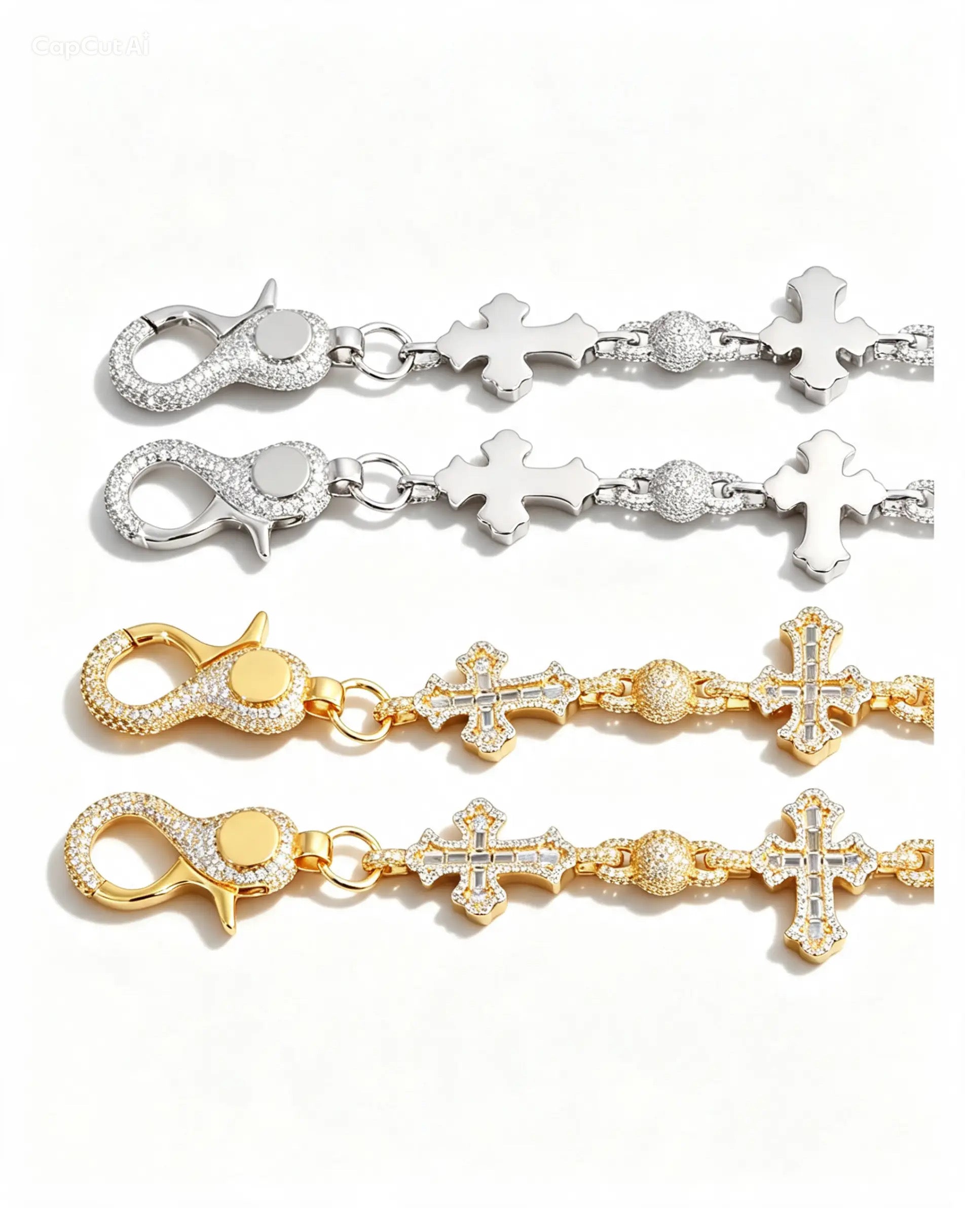 Fallen Cross Beads Keychain – Titanium & 14K Vermeil