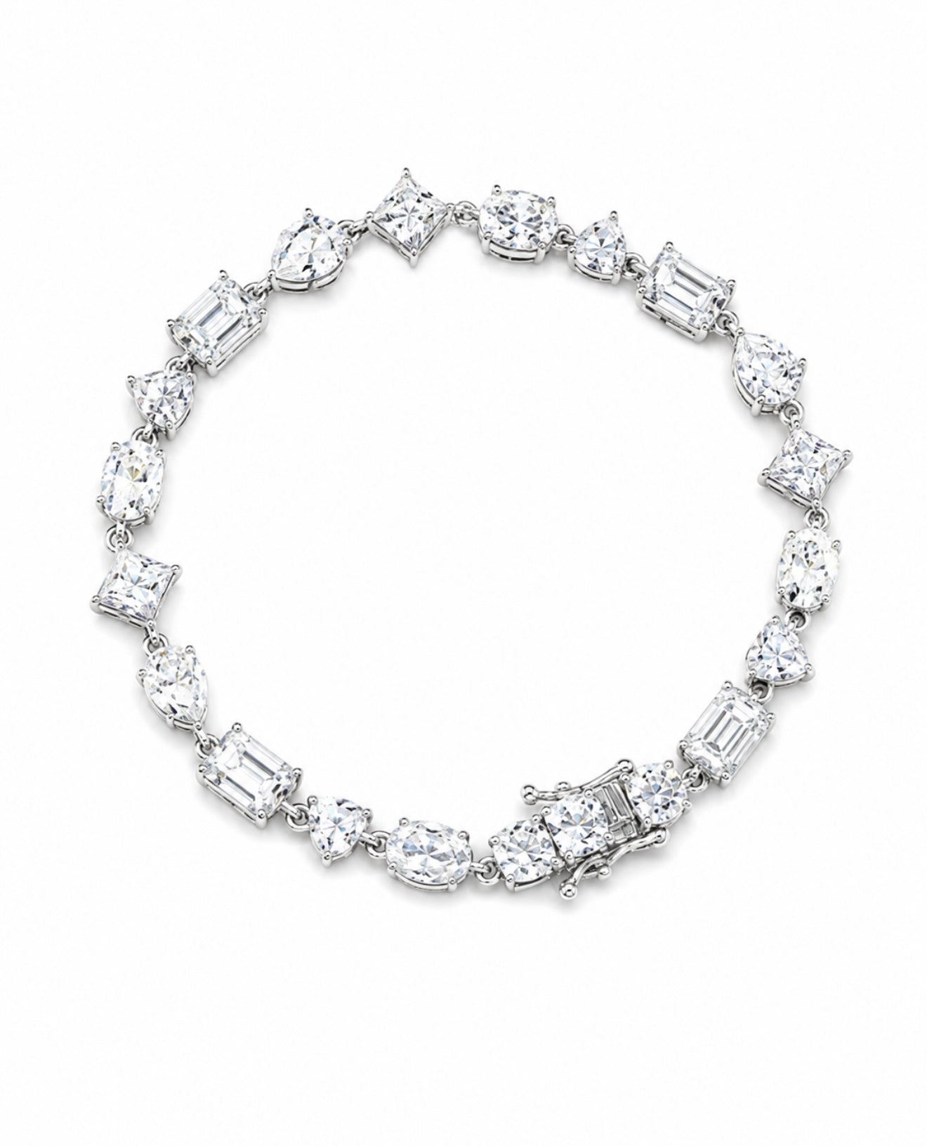 BESPOKE MULTI CUT TENNIS BRACELET – DVVS1/HCD MOISSANITE (PEAR & BAGUETTE), 925 SILVER & 18K VERMEIL GOLD