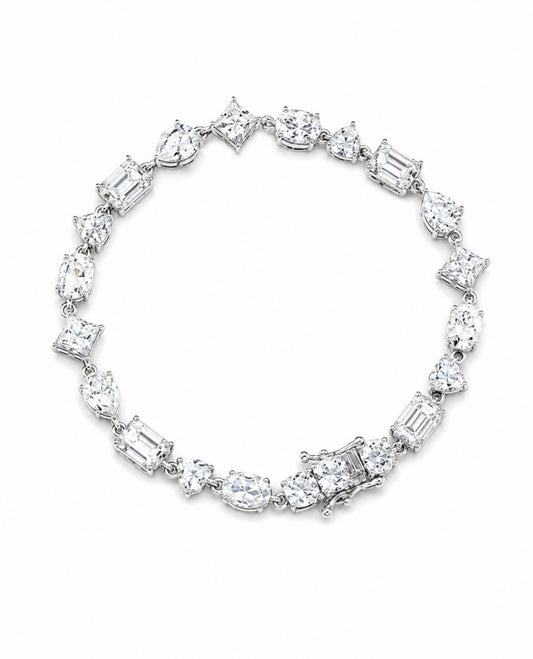 BESPOKE MULTI CUT TENNIS BRACELET – DVVS1/CB MOISSANITE (PEAR & BAGUETTE), 925 SILVER & 18K VERMEIL GOLD