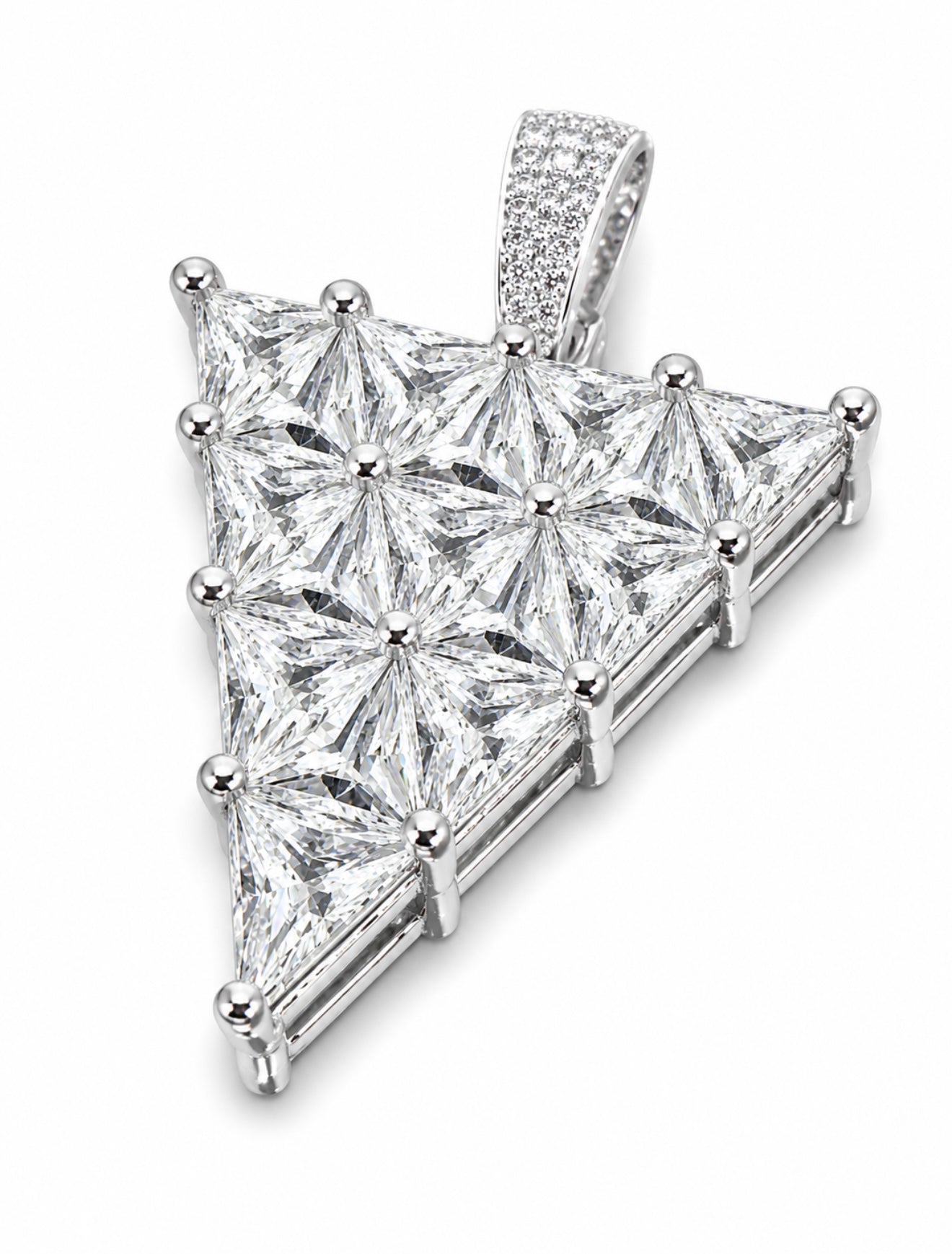 “TRINITY” RADIANT CUT INVISIBLE SETTING CARBON DIAMOND PENDANT – TITANIUM & 18K VERMEIL