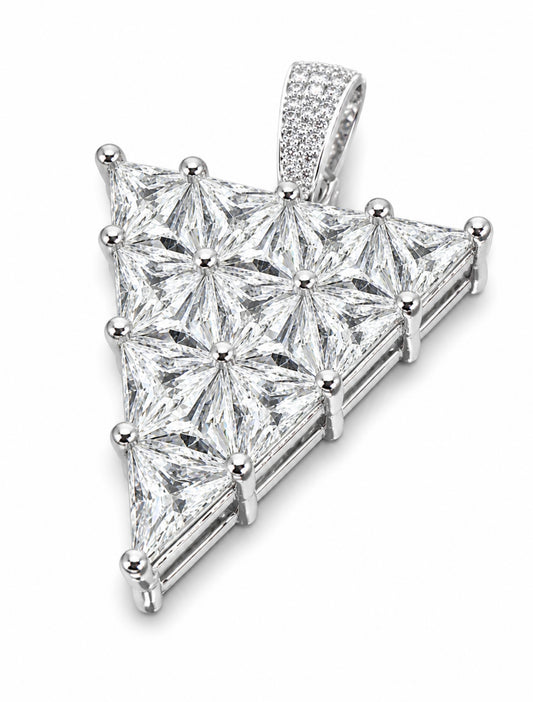 “TRINITY” RADIANT CUT INVISIBLE SETTING CARBON DIAMOND PENDANT – TITANIUM & 18K VERMEIL