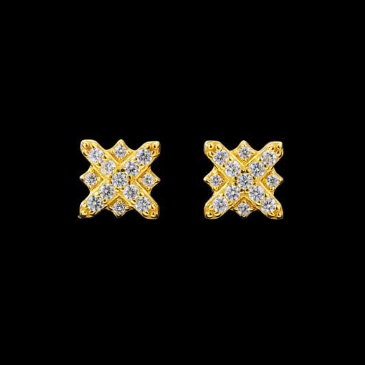 Gelati's VVS1 X Shape Earrings in solid 925 Sterling Silver & 18k Vermeil Gold Inlay