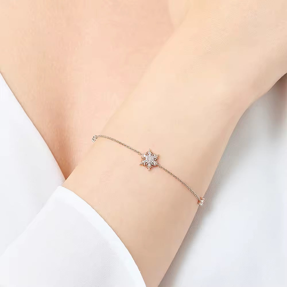 Gelati's 1,5 Ct Snowflake VVS1 Diamond Bracelet In 925 Sterling Silver & 18k Vermeil Gold Inserts
