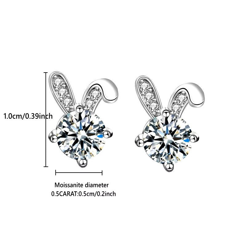 Gelati's "Snowbunny" VVS1 Moissanite Diamond Earrings in 925 Silver