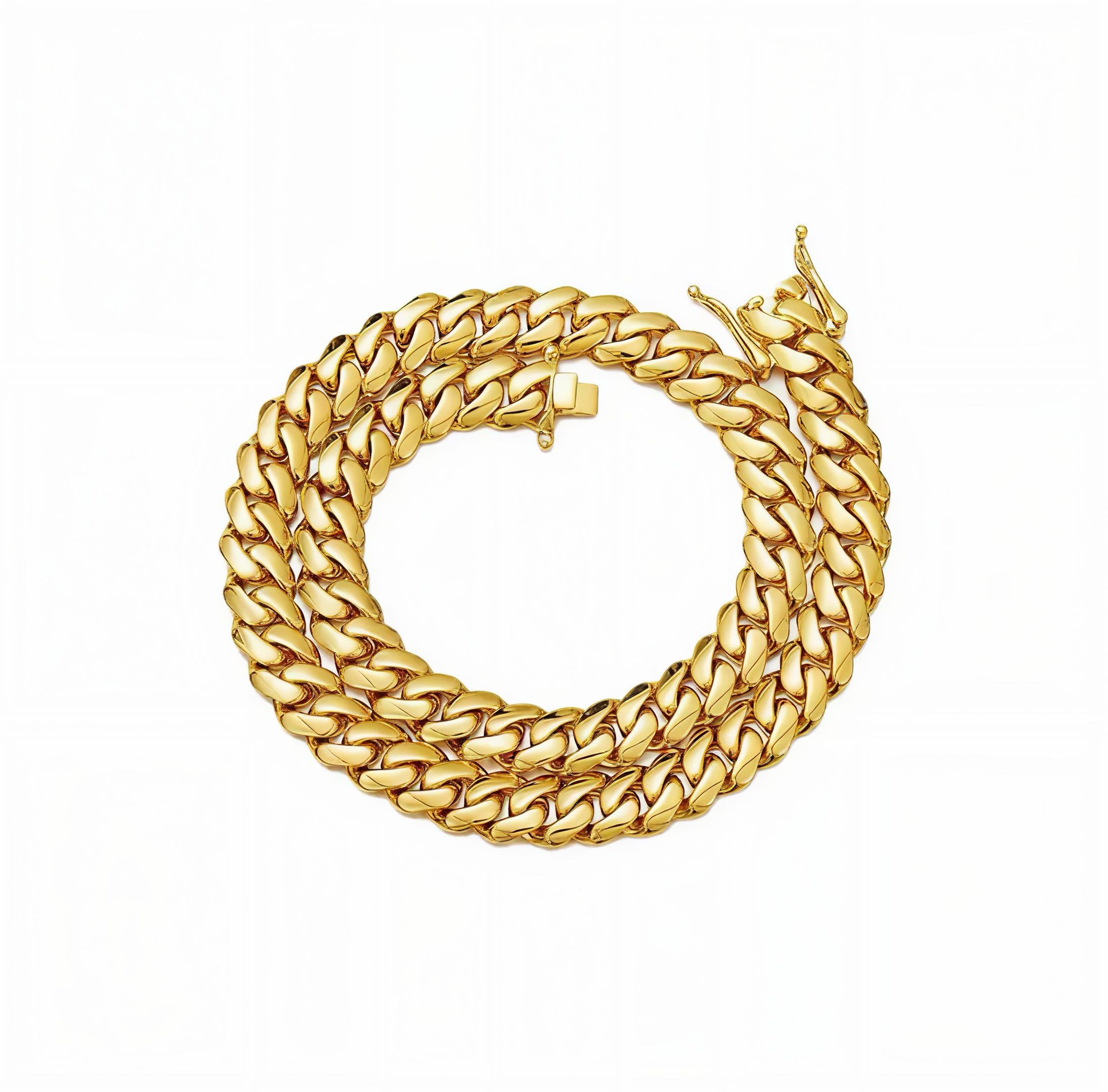Gelati Plain Lobster Lock 18k Vermeil Gold & Steel Miami Curb Cuban Chain