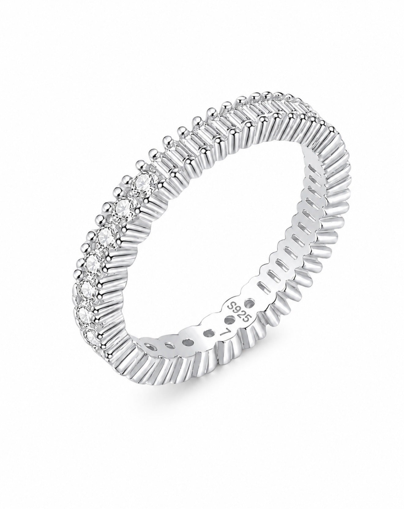 GELATI’S HYBRID SET 4MM MICRO PAVE HCD Diamonds IN 925 SILVER & VERMEIL 18K LAYERS INFINITY BAND