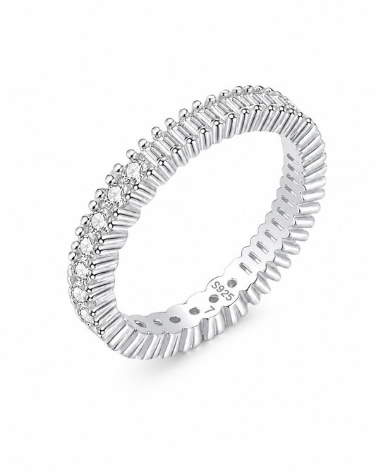 GELATI’S HYBRID SET 4MM MICRO PAVE HCD Diamonds IN 925 SILVER & VERMEIL 18K LAYERS INFINITY BAND