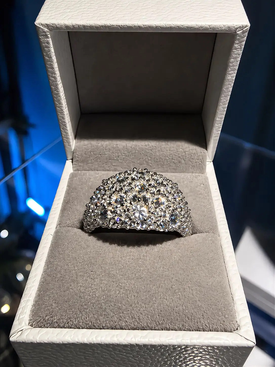 Gelati SottoZero Inverted Spike Diamond Ring |  925 Silver Sterling | FL-IF Flawless Lab Moissanite Diamonds | 18K White Gol