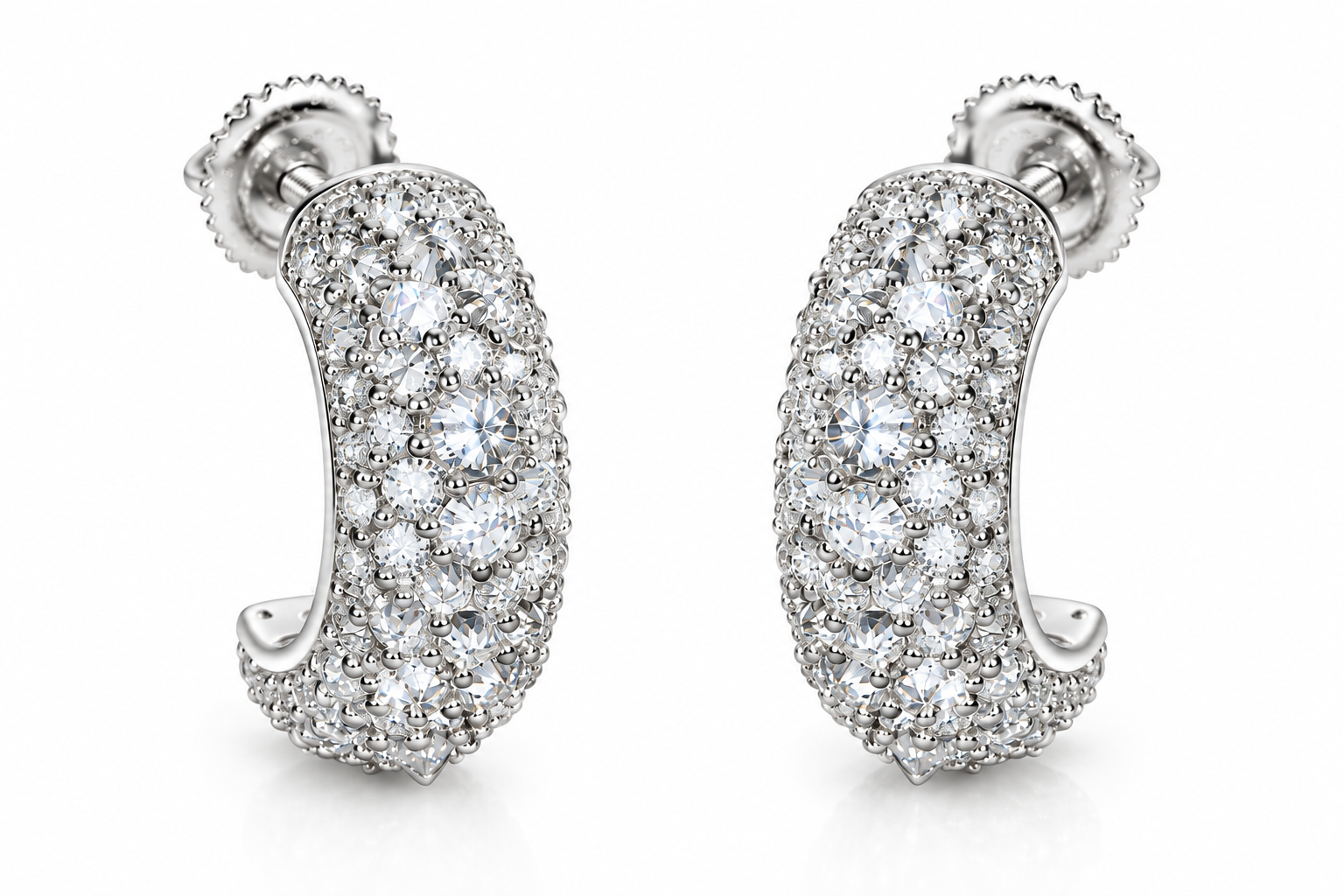 GELATI LIMITED | LOOP SPIKED DIAMONDS METEORIC EARRINGS - FL-IF LAB MOISSANITE DIAMONDS | 925 Sterling Silver | 18K Vermeil Gold