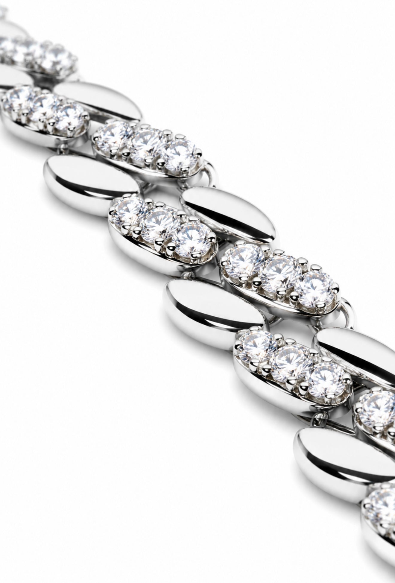 GELATI’S HYBRID HCD Diamonds TWO TONE CUBAN NECKLACE IN STEEL & 18K VERMEIL GOLD