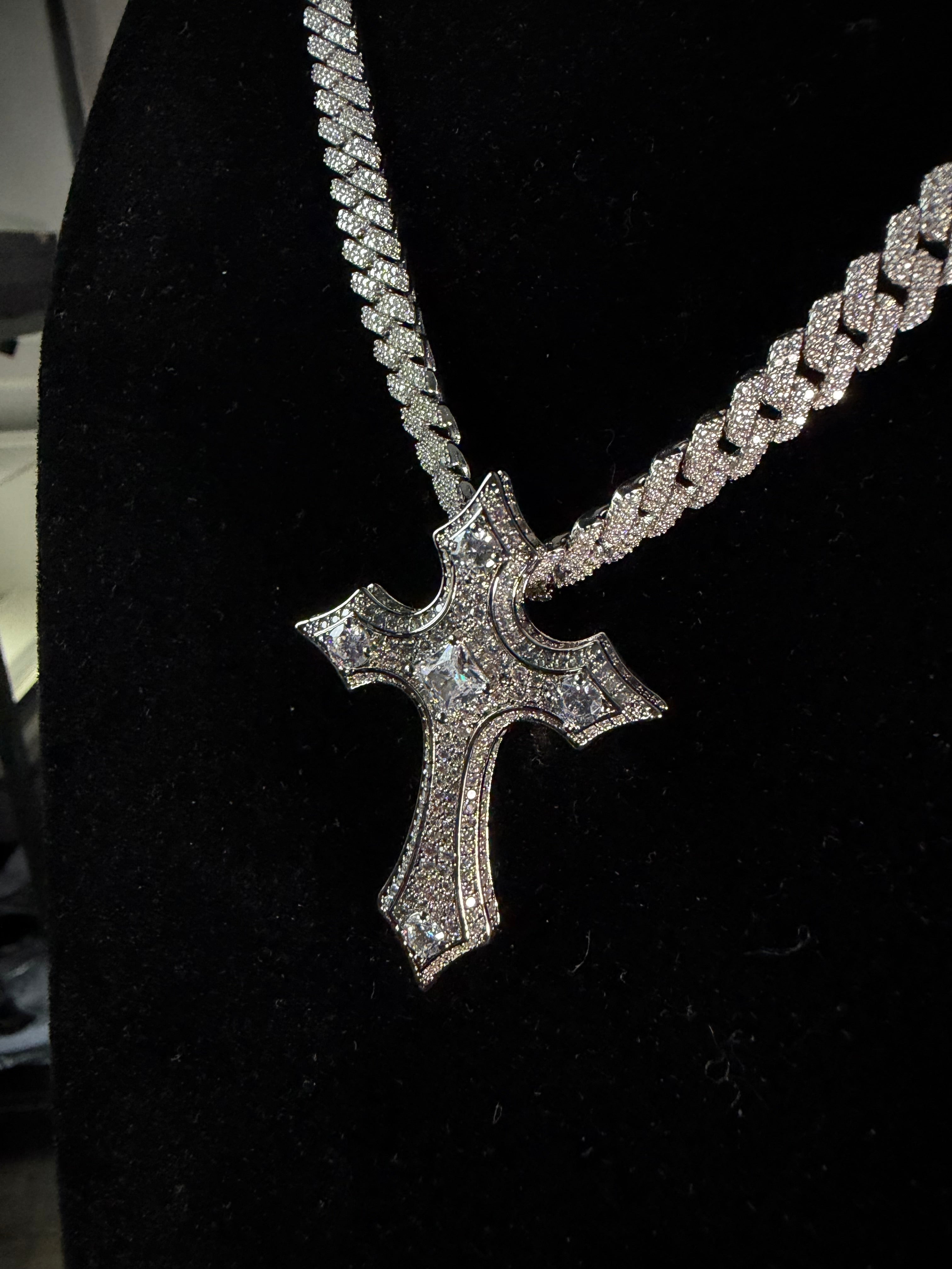 Inferno Crucifix Pendant – Carbon Diamonds, Titanium & 14K Vermeil