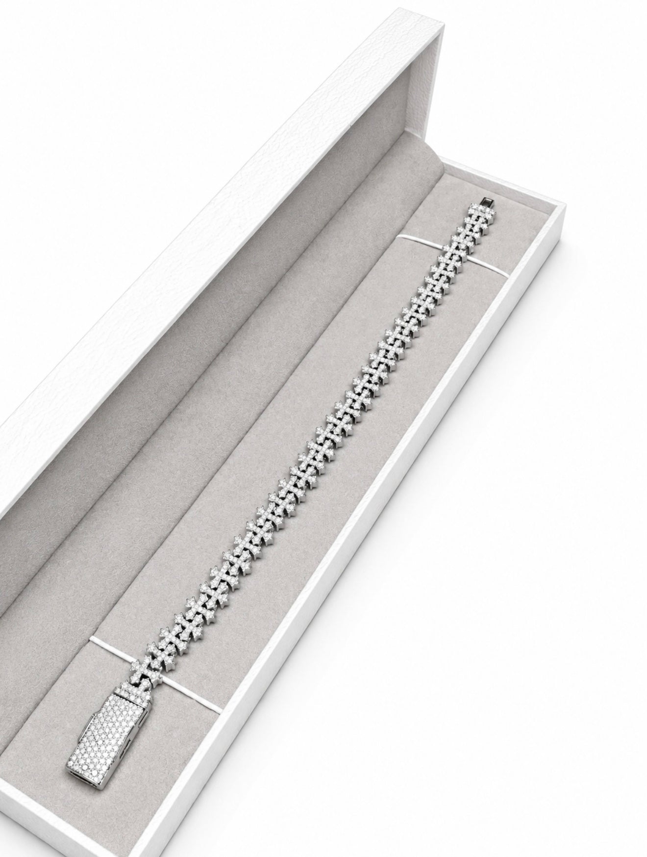 BESPOKE CHROME DOUBLE CROSS BRACELET – FL-IF MOISSANITE, 925 SILVER & 18K VERMEIL