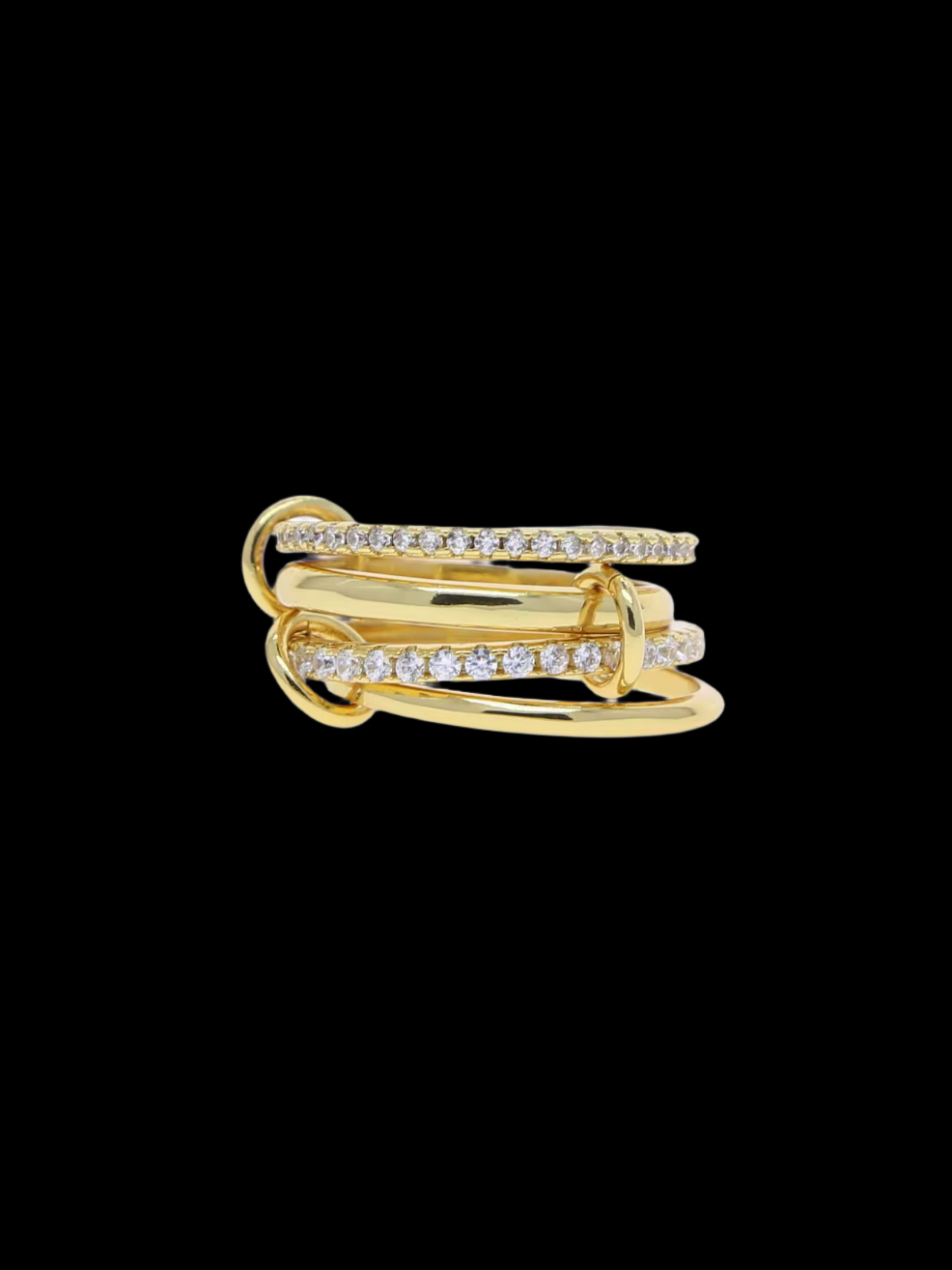 Gelati's Limited Edition - Signature Multilink VVS1 Moissanite Diamond Ring In 925 Silver & 18k Vermeil Gold Accents