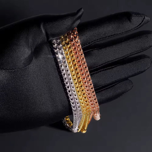 Gelati's VVS1 Moissanite & 925 Sterling Silver 6MM Snake Link Chain With 18k Vermeil Gold Inserts