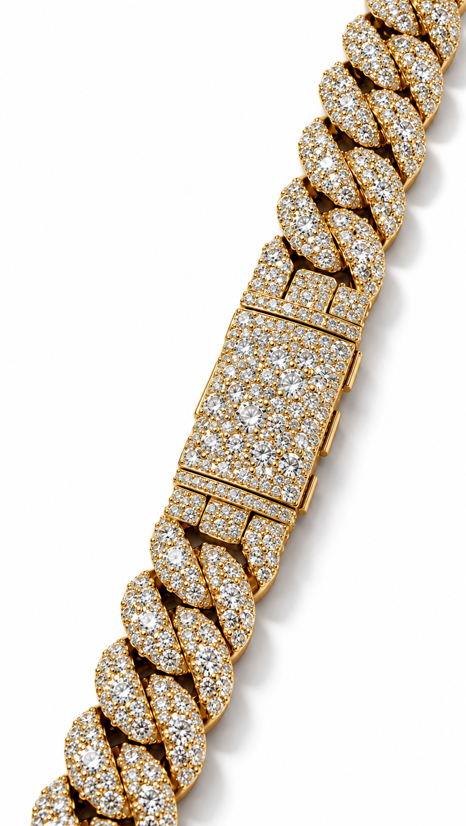 GELATI GALAXY SETTING DIAMOND MOON LINK CUBAN CHAIN | FL-IF Lab Moissanite D-Color | Solid 925 Sterling Silver & 18K Vermeil|