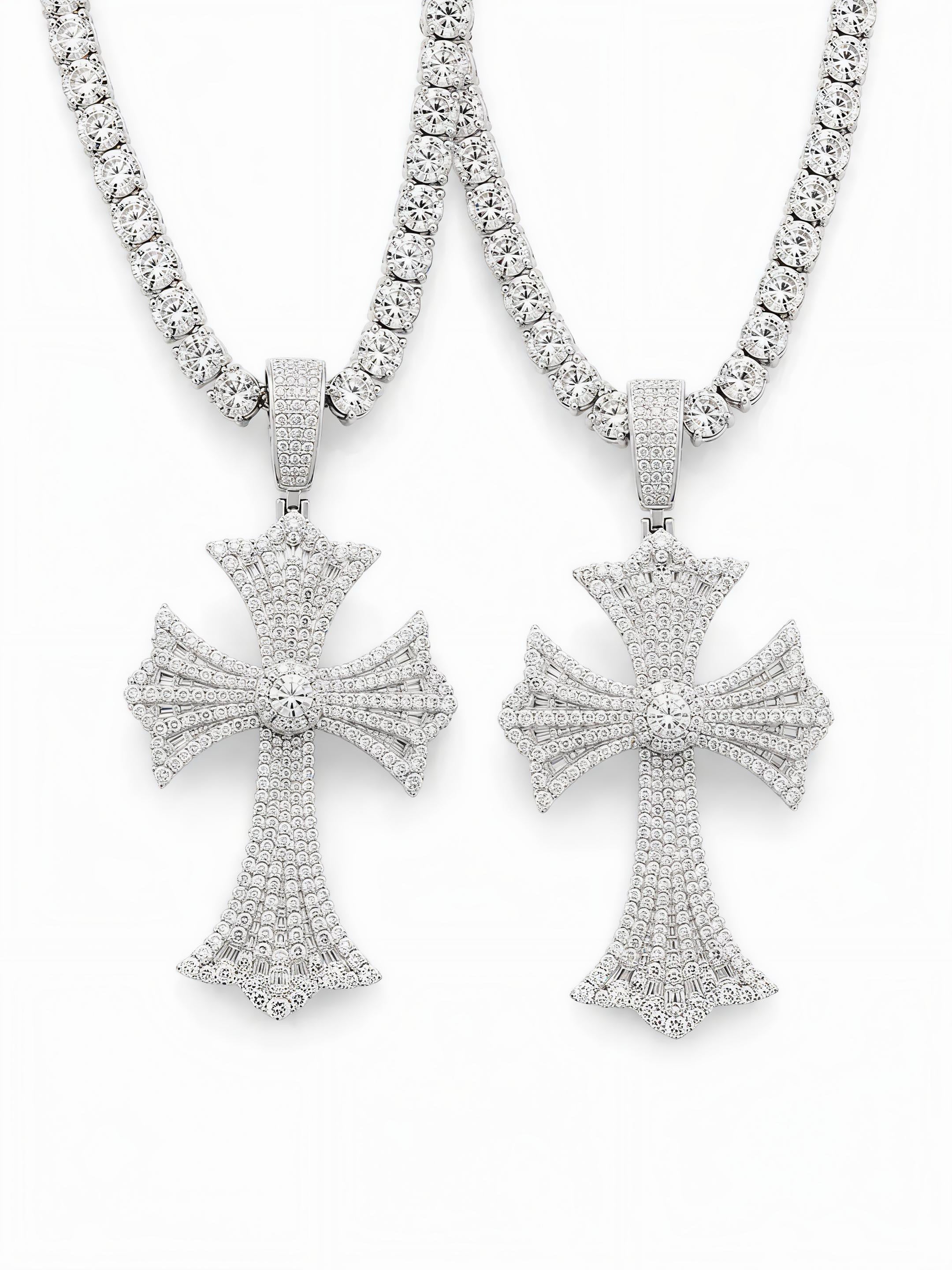 GELATI CHROME DIAMOND CROSS | 925 Sterling Silver | 18K Vermeil Gold | VVS1 | FL-IF Flawless Lab Moissanite