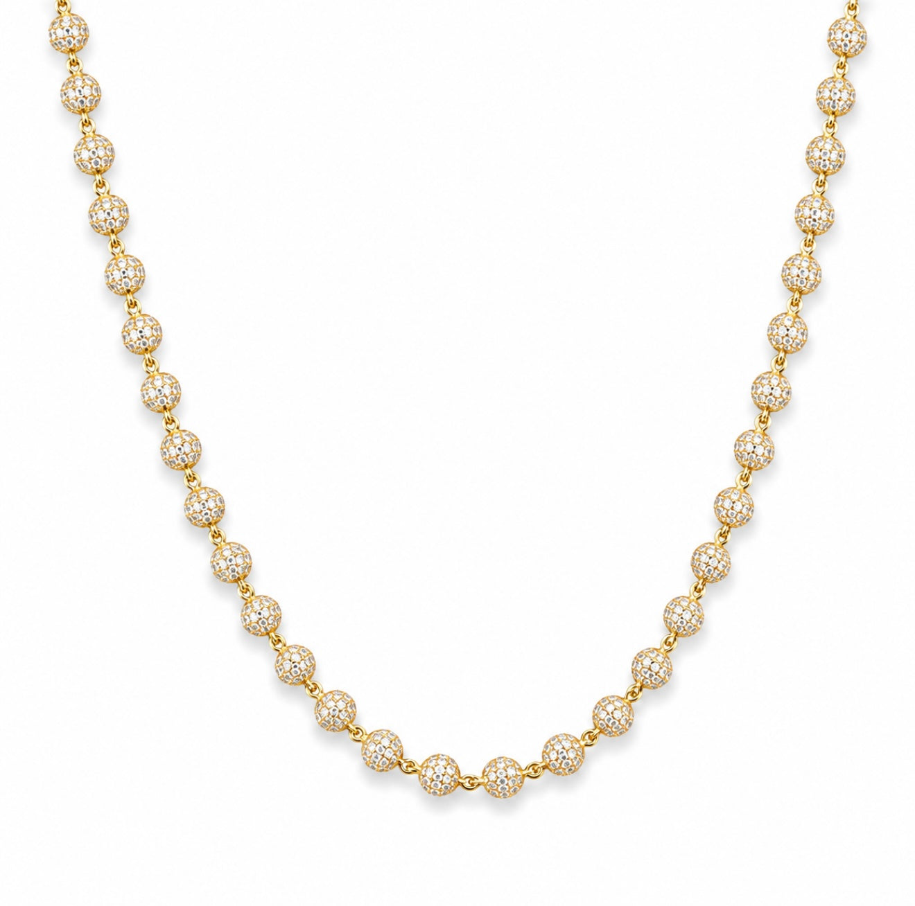 SIGNATURE DVVS-1 LAB MOISSANITE DIAMOND BEADS LINK CHAIN IN STEEL - STERLING SILVER & 18K VERMEIL WHITE GOLD INLAY