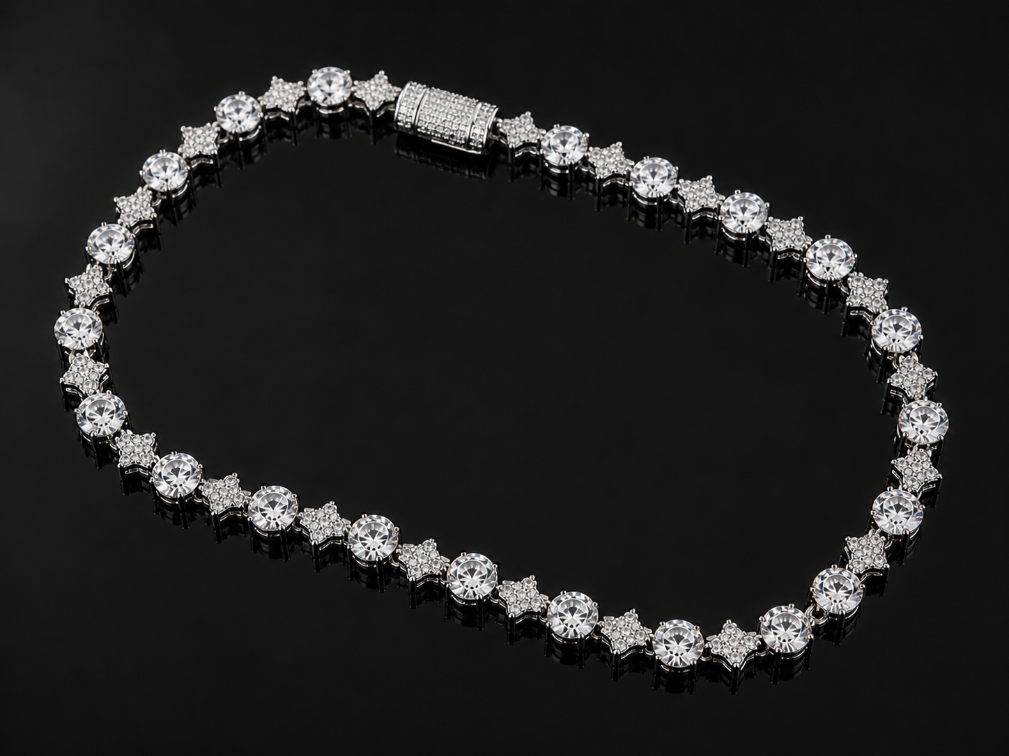 Starchain Tennis Necklace – FL-IF/CB Moissanite, 925 Silver & Titanium - 14K Vermeil