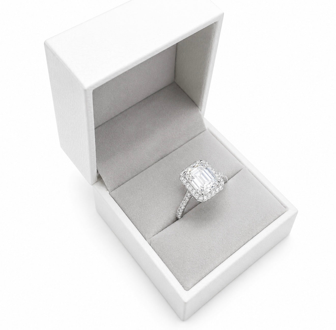 GELATI’S BAGUETTE FL-IF FLAWLESS 2CTW HALO DIAMOND RING IN 925 STERLING SILVER & 18K VERMEIL GOLD INSERTS