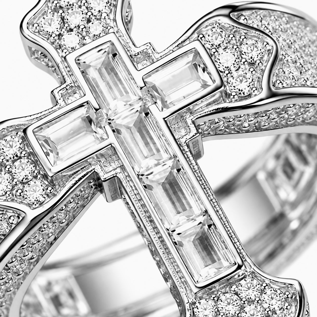 "DIAMOND CRUSADER"  BAGUETTE RING | FL-IF LAB MOISSANITE | 925 SOLID STERLING SILVER | 18k White Vermeil Gold
