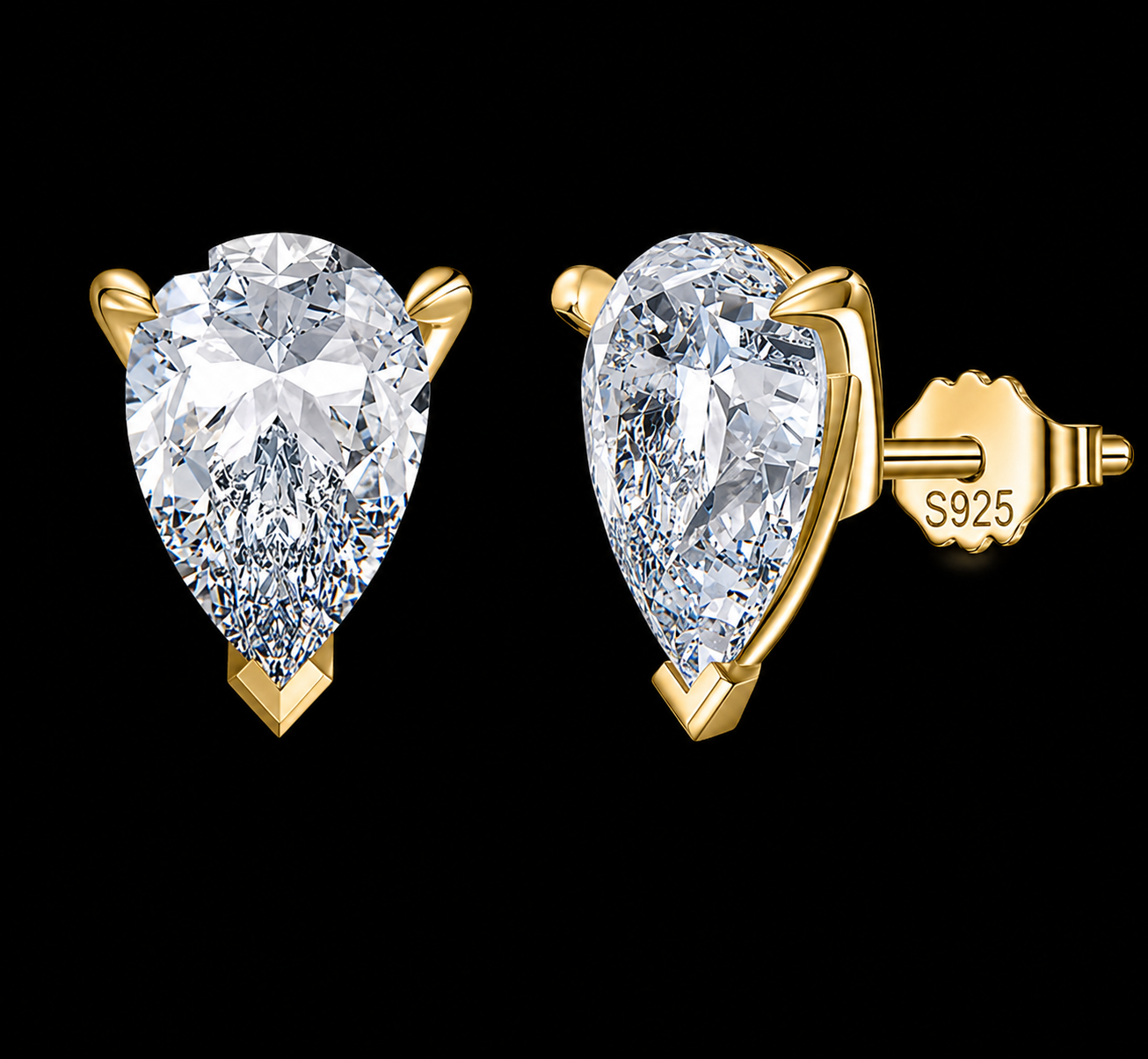 Tears Of Ice Pear Cut 1.5 CTW Diamond Earrings – 925 Silver & 18K Vermeil