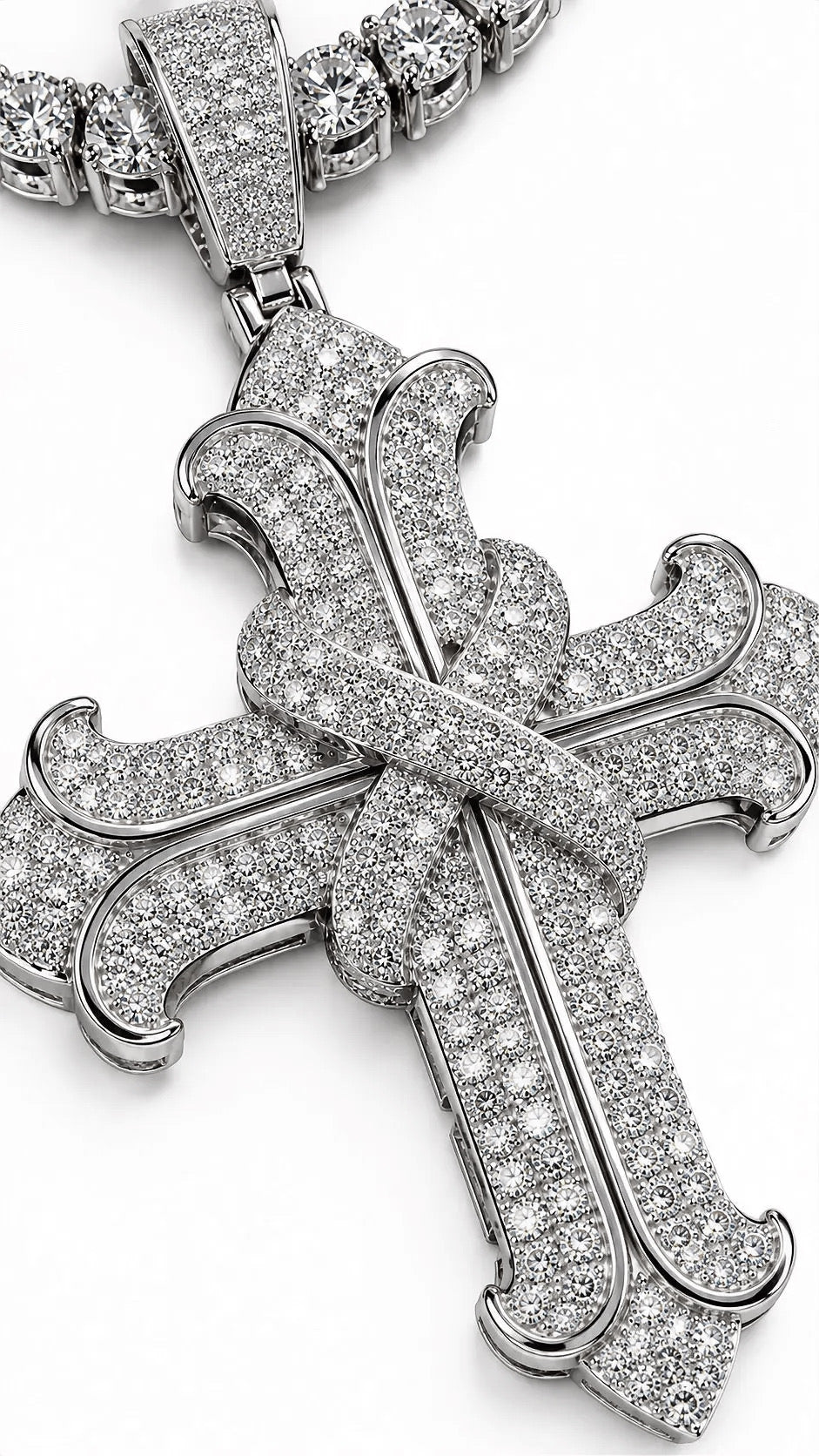 GELATI ASTRAL INFINITY CROSS | FL-IF Flawless Lab Moissanite | 925 Sterling Silver | 18K Vermeil Gold | Rope Chain Included