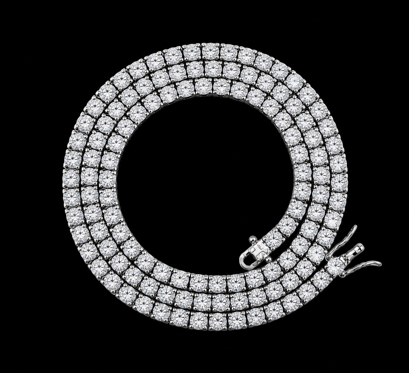 Nocturno|Carbon Diamond Tennis Necklace – Titanium & 18K Vermeil