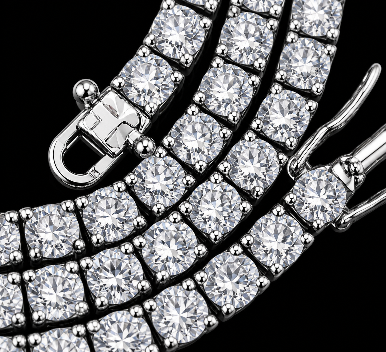 Nocturno|Carbon Diamond Tennis Necklace – Titanium & 18K Vermeil