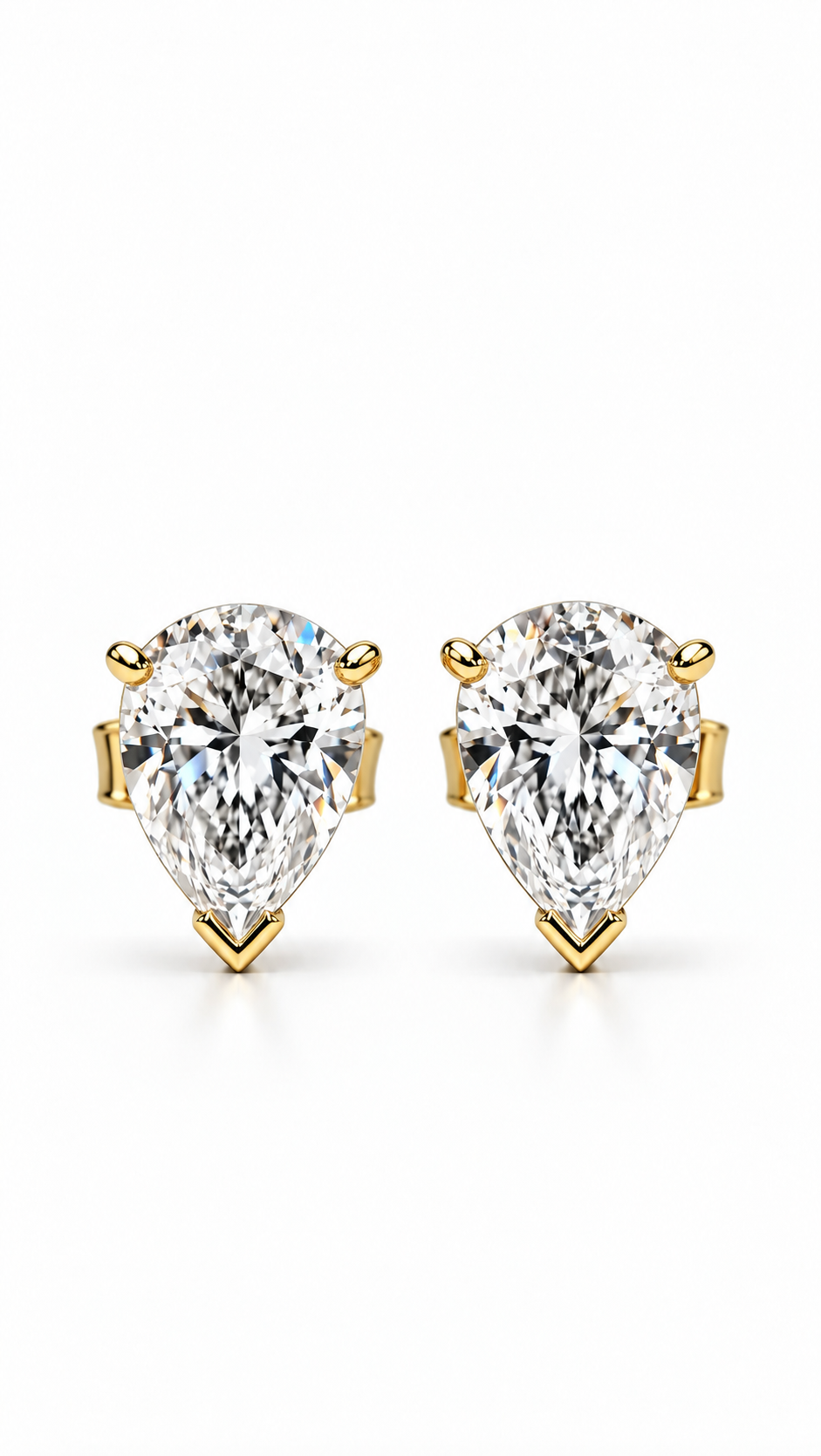Gelati Bespoke ANGELIC PEAR CUT DIAMOND EARRINGS 
FL-IF | Flawless Lab Moissanite D-Color 3EX Cut | 925 Sterling Silver | 18K Vermeil Gold