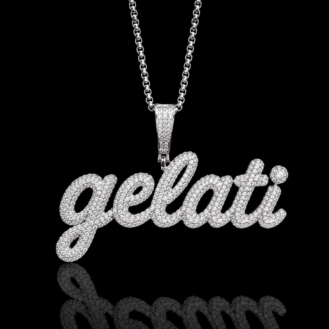 Custom “Handsign Letter” Carbon Diamond Pendant – Titanium & 18K Vermeil Gold (Free Chain Included)