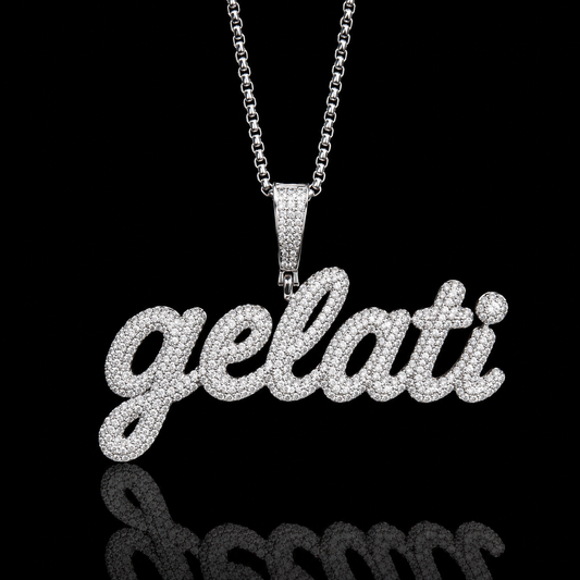 Custom “Handsign Letter” Carbon Diamond Pendant – Titanium & 18K Vermeil Gold (Free Chain Included)